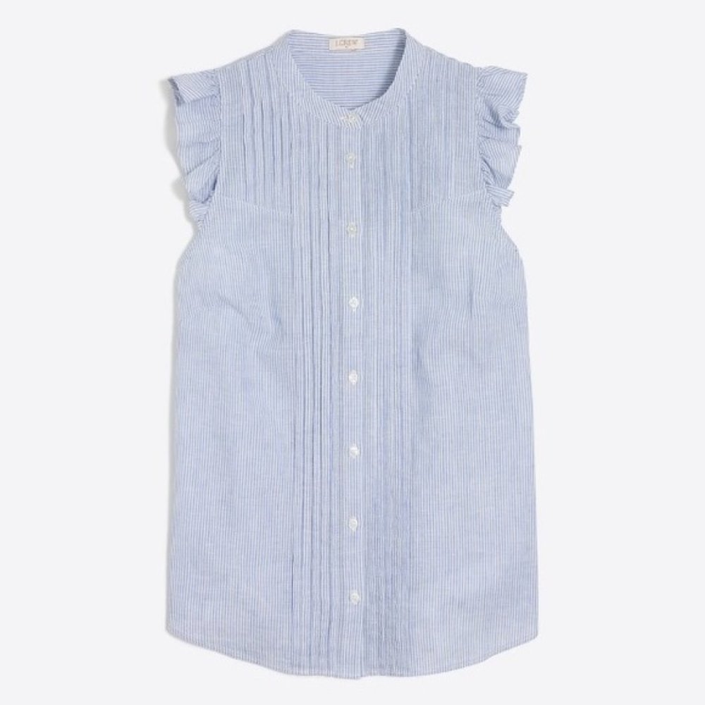 COPY - J. Crew Sleeveless Ruffle Pinstripe Top